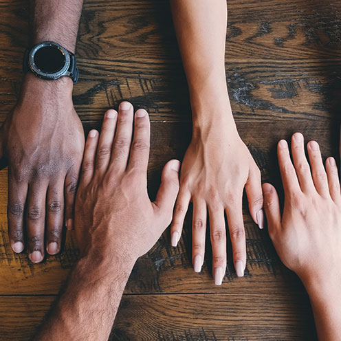 hands on table